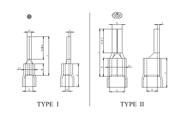 HEX Copper Insulated Pin Type Cable Terminal Ends New 1 Diagram - Chintan Corporation